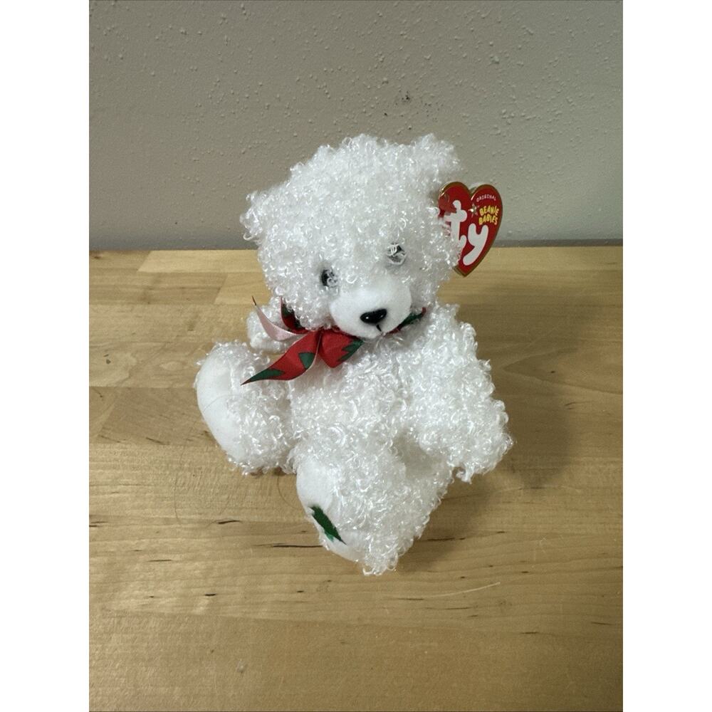 TY Beanie Baby MERRYBELLE WHITE CHRISTMAS BEAR 5" Plush STUFFED ANIMAL Toy NEW